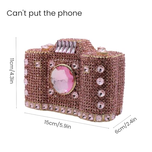 Image of UMREN Novelty Crystal Camera Shaped Clutch Purse for Women Sparkly Rhinestones Evening Clutch Bag Glitter Bridal Prom Handbag