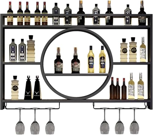 Modernes Wand-Weinregal Mit LED-Beleuchtung, Metall- Und Glas-Design Für Bar-Einheiten, Restaurants Und Zuhause, Vereint Elegante Präsentation Mit Hochwertiger Aufbewahrung(Black,39.3in/100cm)