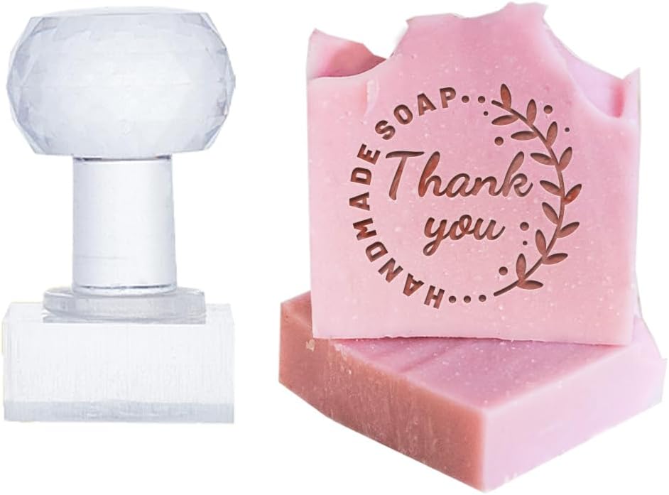 Plant Words Acrylic Stamp Soap Embossing Stamp with Handle, 1.38inch Square Soap Chapter Imprint Stamp for Handmade Soap Cookie Clay Pottery Biscuits Gummier Making Projects