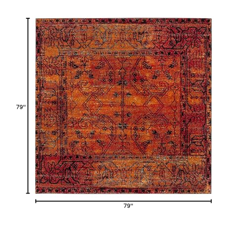 Tapete decorativo cuadrado naranja 79x79 pulgadas miniatura 2