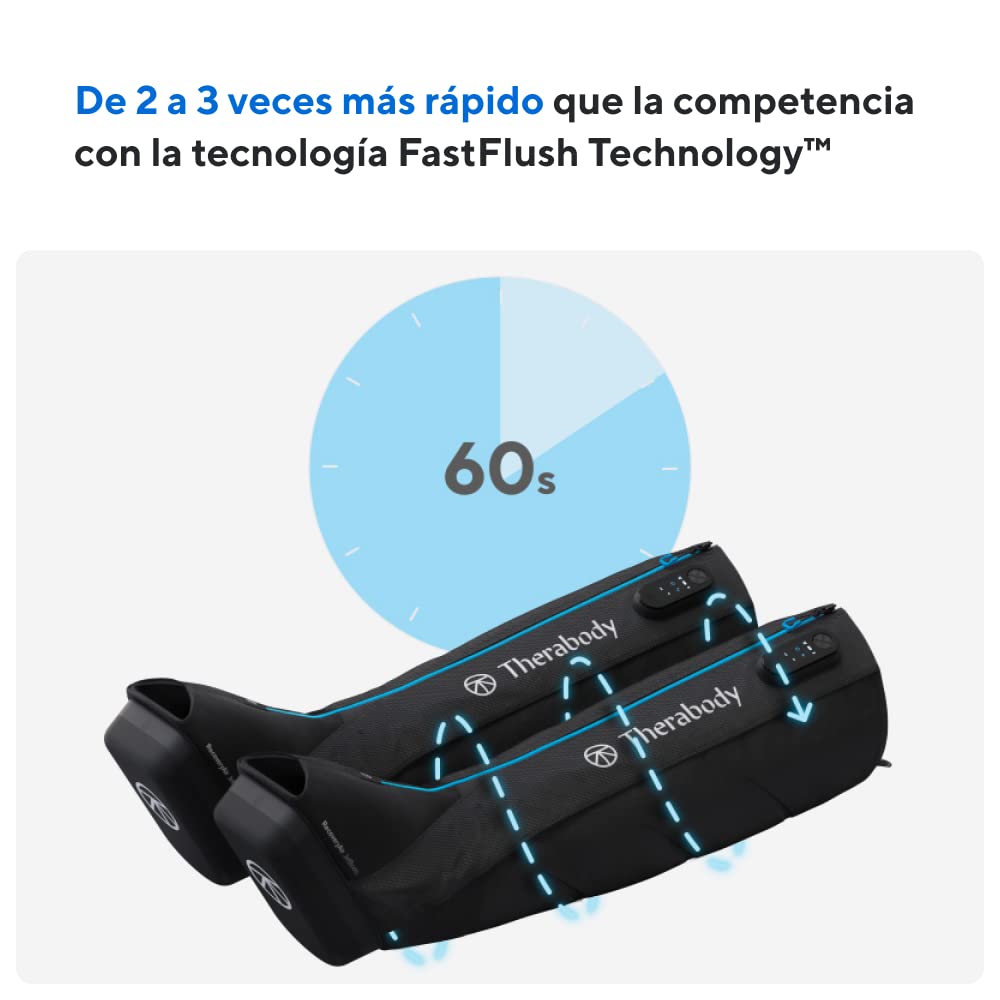 Therabody RecoveryAir JetBoots - Botas de masaje de aire por compresión secuencial de pies y piernas para la circulación y la recuperación deportiva (Large)