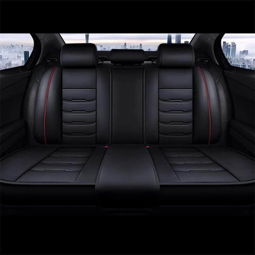 Xibany Ensembles de Housses de Siège de Voiture pour Nissan Qashqai (J11) 2. Gen 2015-2020, Protection Siege en Cuir, Couvre Sieges Auto Avant et Arrière Impermeable,B Black Red