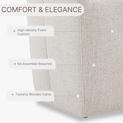 Image of KISLOT Upholstered Dining Chairs with Casters, No Assembly Modern Barrel Armchair with Rollers for Dining Room, Bedroom, Living Room, Reading Room, Home Office, Set of 2, Beige