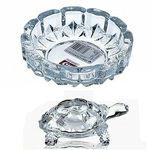 SHIV SHANKAR ACCESSORIES Crystal Sphatik Turtle/Tortoise Bowl with Pond Pot for Blessing, Standard