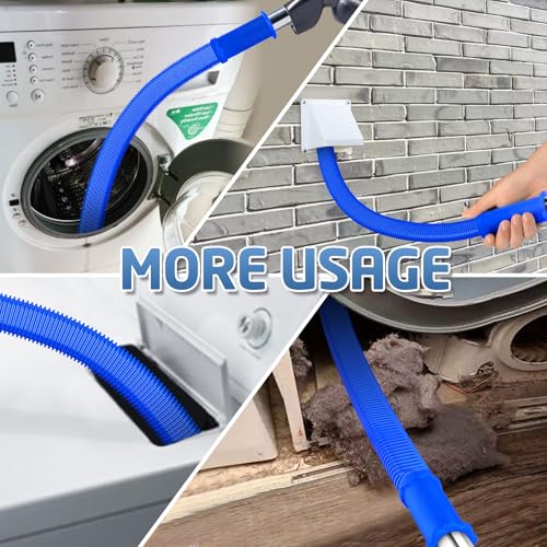 Image of PetOde 2 Pieces Dryer Vent Cleaner Kit - Upgraded Vacuum Hose Attachment Compatible with Most Vacuum Cleaner, Flexible Dryer Lint Brush, Quickly Lint Remove, Deep Blue
