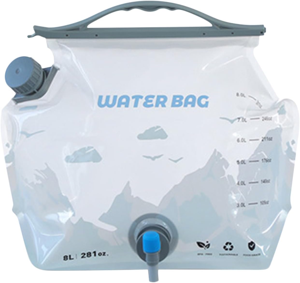 Genérico Water Bags For Camping - Folding Portable Pouch | 8L Camping Water Storage Bag Pack, For Hiking Outdoor Preparedness Backpacking Riding Picnic Road Trip Party Travel Car Home