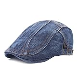 Quanhaigou Unisex Denim Flat Ivy Gatsby Newsboy Cabbie Driving Hat Cap, Jean Blue, One Size