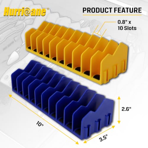 Image of HURRICANE Pliers Organizer Rack, Pliers Cutters Organizer with Non-Slip Rubber Base, Keep Tools Organized in Drawers, 2 Pack, Extendable Design, Fit 3'H Drawers and More(Yellow and Blue)
