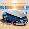 Protección portátil para auto, sombrilla automática para techo impermeable, toldo con refugio y cuerdas a prueba de viento para la mayoría de autos, 5.2 m plateado 6
