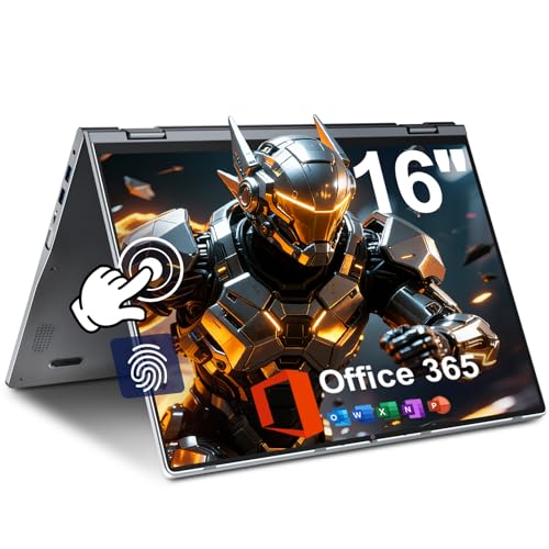 jumper Laptop Computer mit 1 Jahr Office 365, 16'' IPS FHD Touchscreen Laptop, 16GB DDR5 640GB Storage, Quad-Core N95, QWERTZ Tastatur, Hintergrundbeleuchtung, Fingerabdruckleser