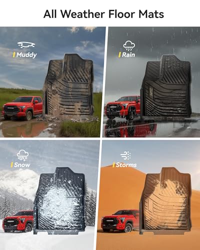 Image of 3W Floor Mats Fit 2022-2026 Toyota Tundra CrewMax Cab, TPE All-Weather
