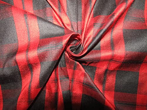 Soie Dupion rouge et noir 137 cm sans glisse pour réussir vos robes volumineuses