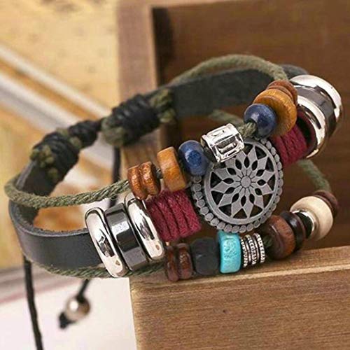 OYEFLY Vintage Bohemia Beaded Bracelet, Multilayer Hand Woven Wristbands, Hemp Cords Wrap Bracelet Jewelry for Men and Women (Black) - Image 4