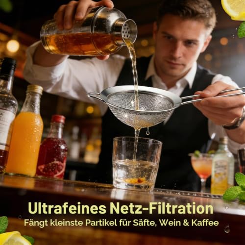 Anaeat Feinmaschige Siebe – Premium-Edelstahl-Seiher-Sieb-Sichter, mit robustem Netz und stabilem Griff… – Ansicht 2