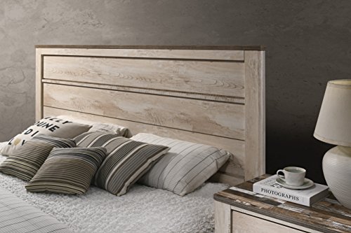 Roundhill Furniture Amerland Contemporary White Wash Finish Panel Bed, Queen, #TOP2