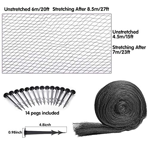 Pond Netting Kit 15 x 20 Feet, Equipped with Ultra-Fine Mesh, Protecting Koi Fish from Birds and Cats, Skimmer Net Screen for Falling Leaves and Debris, 14 Fixing Stakes - Thumbnail 5