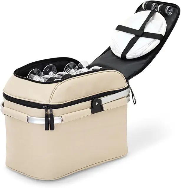 Livoo Picknickkorb für 4 Personen - Robuster 600D-Polyester Korb mit Zubehör