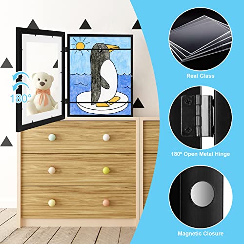 Image of 2-Pack Kids Art Frames, 11x14 Front Opening Kids Artwork Frames Changeable, Displays 9x12 With Mat and 11x14 Without Mat, Holds 50 Pcs, for 3D Picture, Crafts, Children Drawing, Hanging Art, Portfolio