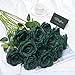 Waipfaru 16 Pcs St Patricks Day Roses, Long Stem Fake Roses Artificial Flowers, Silk Flowers for Valentines, Roses Bouquet Peacock Green Home Decor