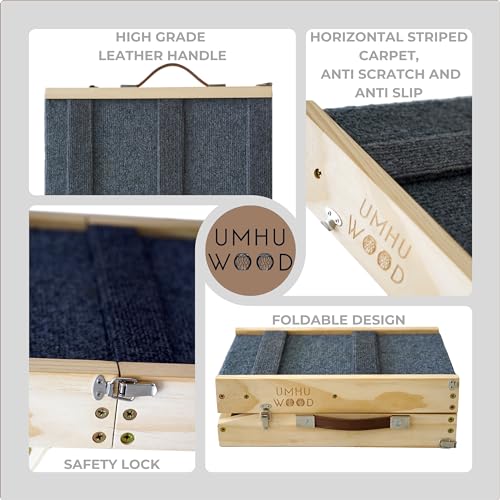 UMHUWOOD Dog Ramp for Couch, Bed, and Car – Adjustable, Portable, Foldable, Non-Slip Wooden Pet Ramp for Small, Medium, and Senior Dogs and Cats – Up to 19.5" High - Image 5