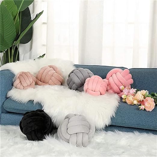 Miniatura 5 de LOHEVANG Almohadas pequeñas decorativas suaves para el hogar, almohada redonda hecha a mano anudada para sofá, dormitorio y accesorios de