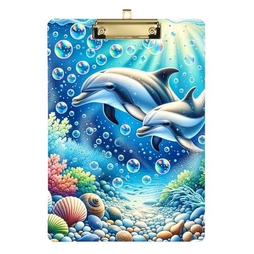 かわいいイルカのクリップボード 授乳用 両面プリント 装飾クリップボード 12.5インチ x 9インチ