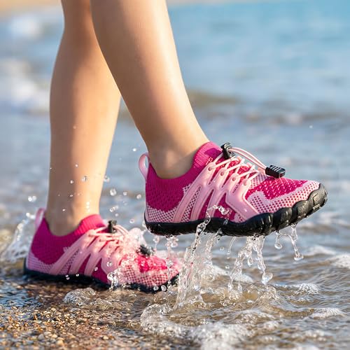 Image of Stelle Water Shoes for Kids Adjustable Laces | Quick Dry Barefoot Non-Slip Shoes with a Roomy Toe Box for Boys and Girls,Beach,Hiking,Toddler to Big Kid