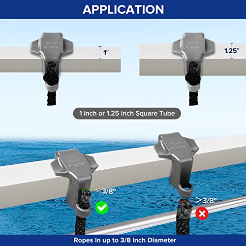 Yboatch Boat Bumper Clips Hangers Adjusters Cleats 4 Pack, Pontoon Fender Clips For Docking, Durable Abs Boat Fender Clips For 1 Inch And 1.25 Inch Square Tube, Grey #TOP2