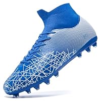 Eoecoioui Kids Soccer Cleats High Top Training Youth Football Cleats, Boys Girls Athletic Outdoor Blue