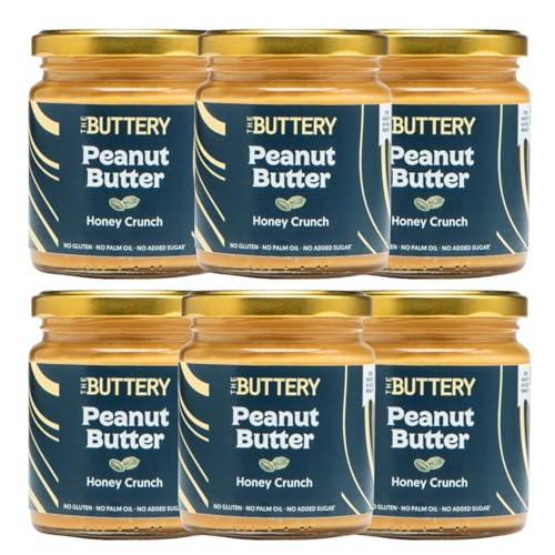 The Buttery– Peanut Butter Honey Crunch/Crema de Cacahuete Crujiente con Miel, 100% Cacahuete Alto Oleico Saludable, Sin Aceite de Palma/Azúcares Añadidos -40g |6Pack