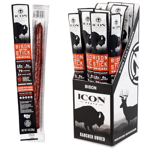 ICON Meats Bison and Pork Snack Sticks 24 Pack