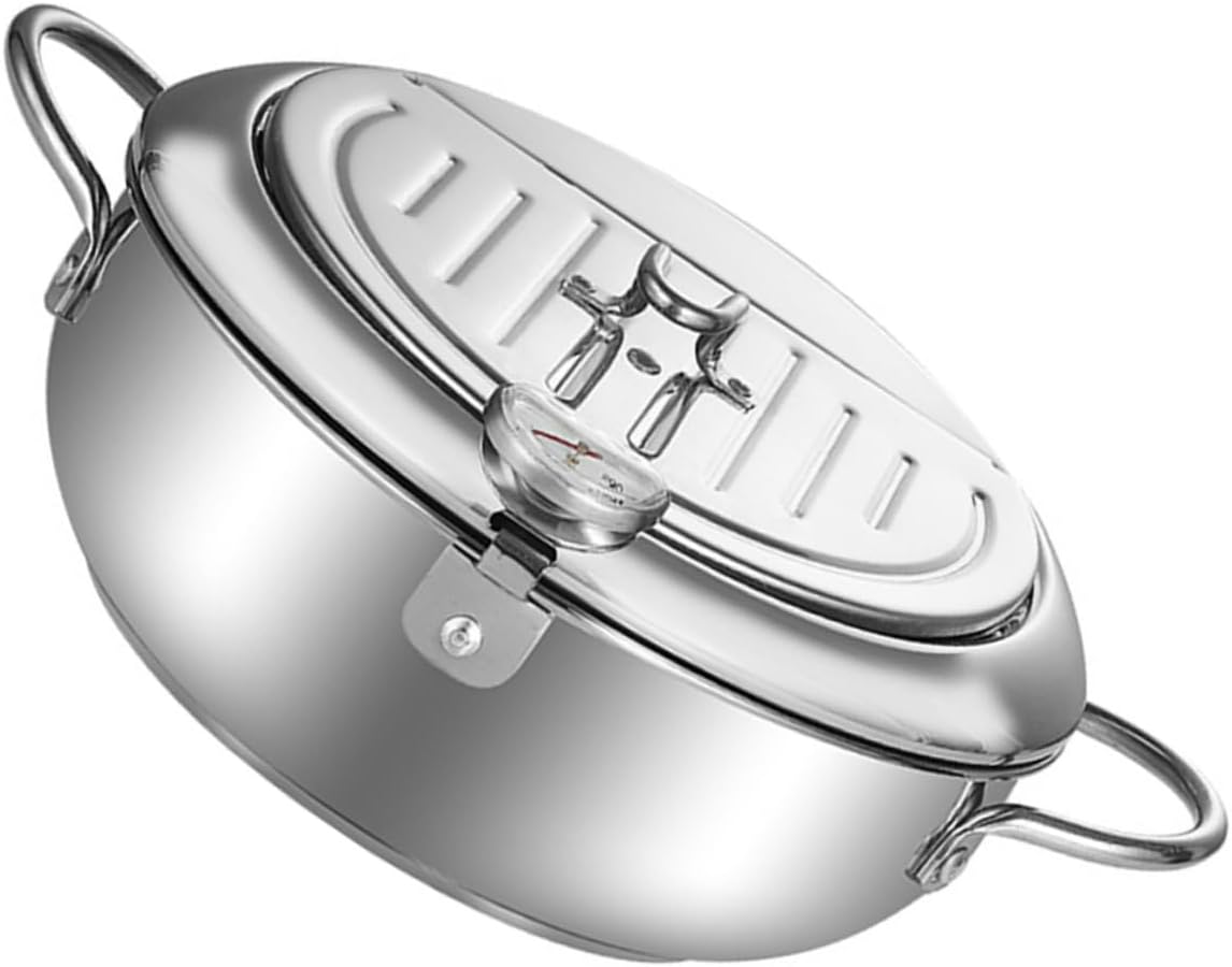 Deep Fryer Pot Tempura Pot Frying Pan Fryer Commercial Grade Oil Filter Thermometer Cover Japanese Style Cookware