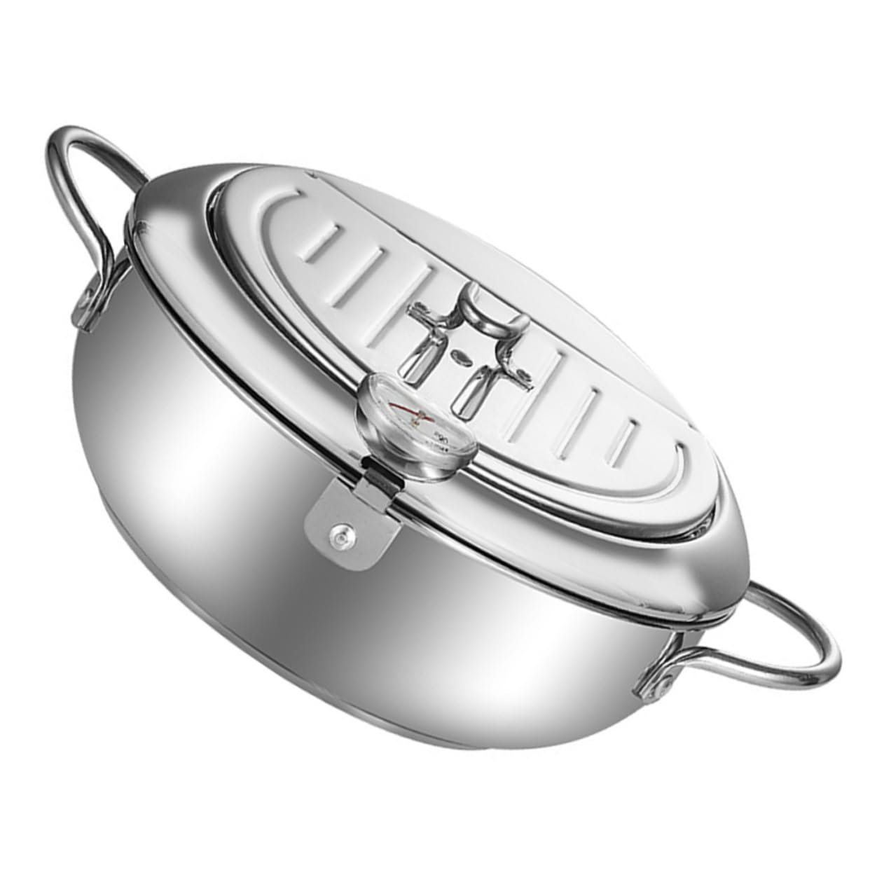 ULTECHNOVO Japanese Style Tempura Pot Deep Fryer with Basket Thermometer for Home Cooking for Chicken Wings Tempura and More Features Grease Filter