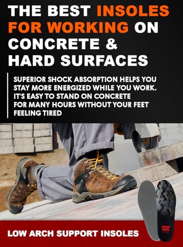 Image of CRUVHEAL Work Comfort Orthotic Insoles - Anti Fatigue Shoe Insert Men Women - Low Arch Support - Shock Absorption - Foot Pain Relief - Work Boot Insoles (L, Black)