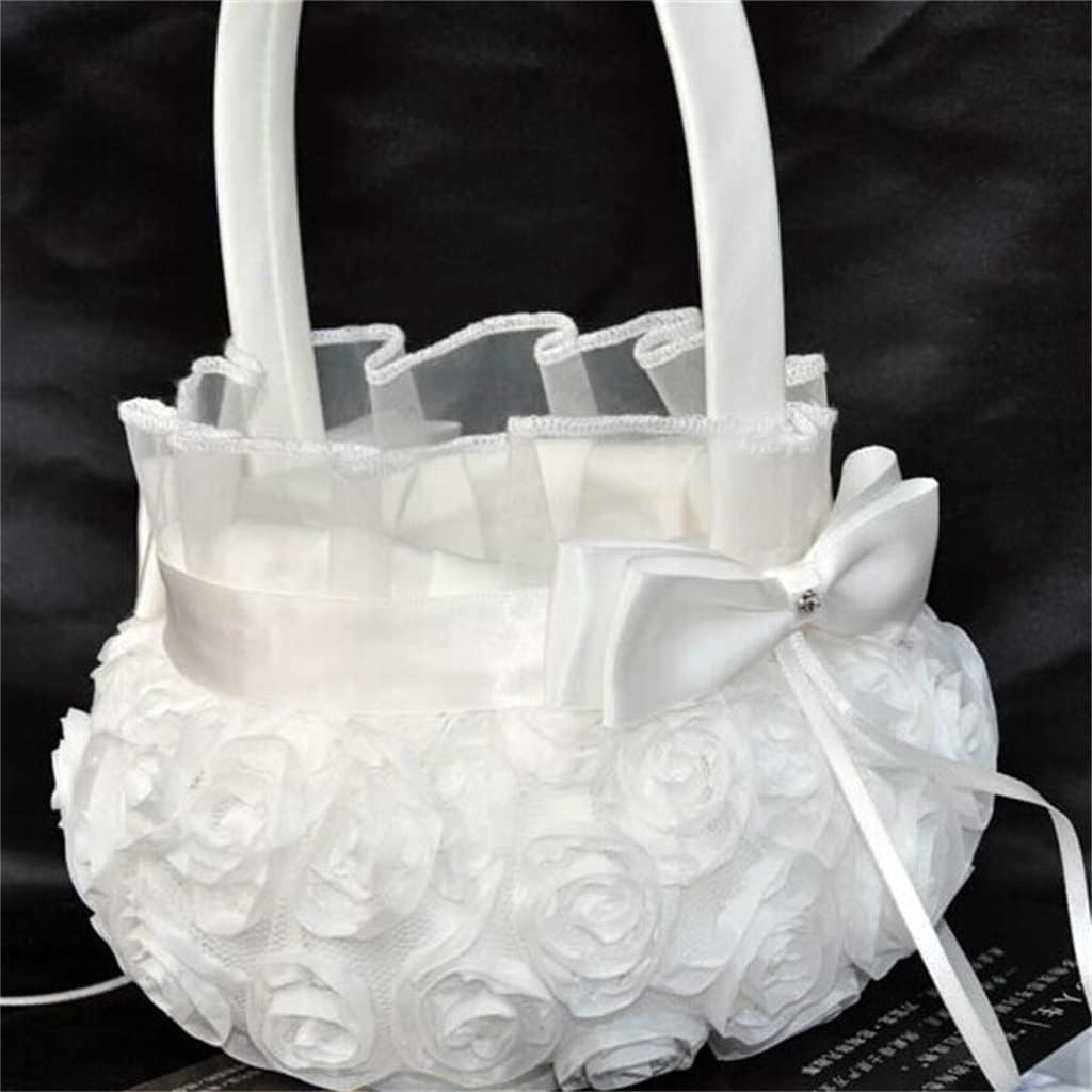 Flower Girl Basket Ceremony Love Case Satin Storage Candy Small Confetti Container Wedding