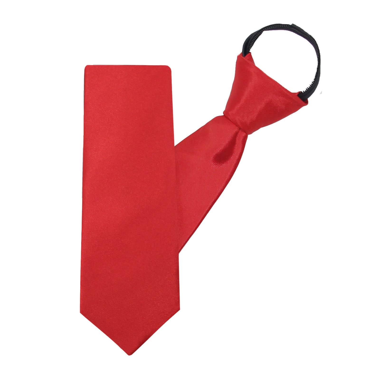 Mantieqingway Pre-tied Ties for Kids Boys 1/2 Pack 14 inch Adjustable Zipper Neck Tie for Wedding Graduation School Uniforms (1 Pack Red)