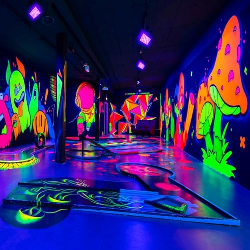 Glostars 100W LED UV Schwarzlicht Strahler, Schwarzlichtlampe, IP66 Wasserdicht, 395-400nm UV Partylicht mit Schalter für Bar, Partyzubehör, Schwarzlicht Deko, Bühnenbeleuchtung (1 Packung）