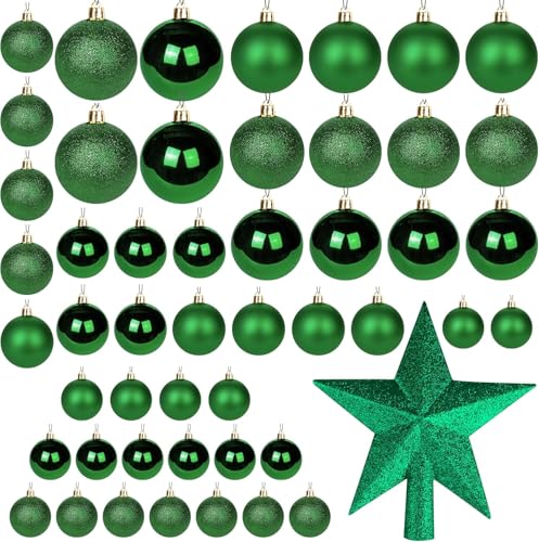 EcoNour Weihnachtsbaumkugeln, 50 Stück, Grün – Bruchsicheres Set für Weihnachtsdekoration und Weihnachtsbaumschmuck