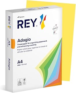 REY® ADAGIO Reprografisches Papier, Zitronen-Gelb, 80 g, DIN A4, PEFC™, 500 Blatt/Buntes Papier, Farbiges Kopierpapier/für Büro und Schule