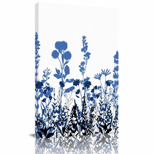 Blue Flowers Wall Art Giclee Canvas Prints Simple Spring Ombre