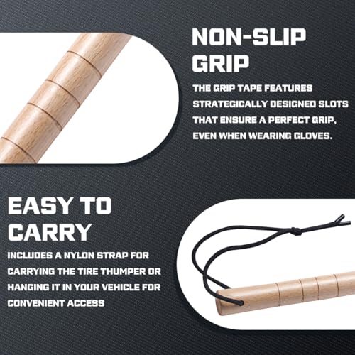 Image of Tire Thumper for Truckers,Wooden Self Defense Tire Bat,Truck Tire Pressure Checker