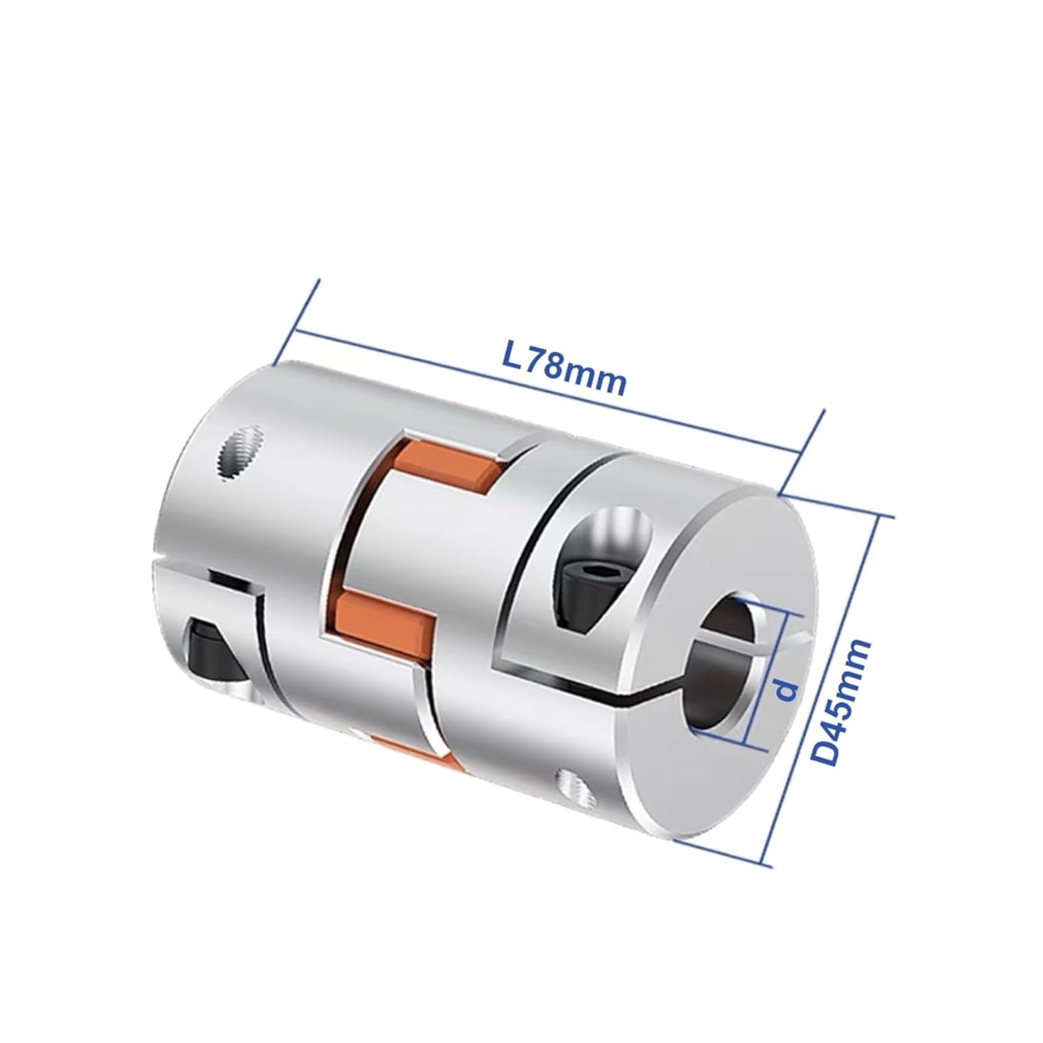 Rigid coupling,Stainless steel rigid coupling 1pcs D45L78 Aluminum Shaft Coupler Clamping CNC Motor Encoder Coupling 10mm to 25mm(16x16)