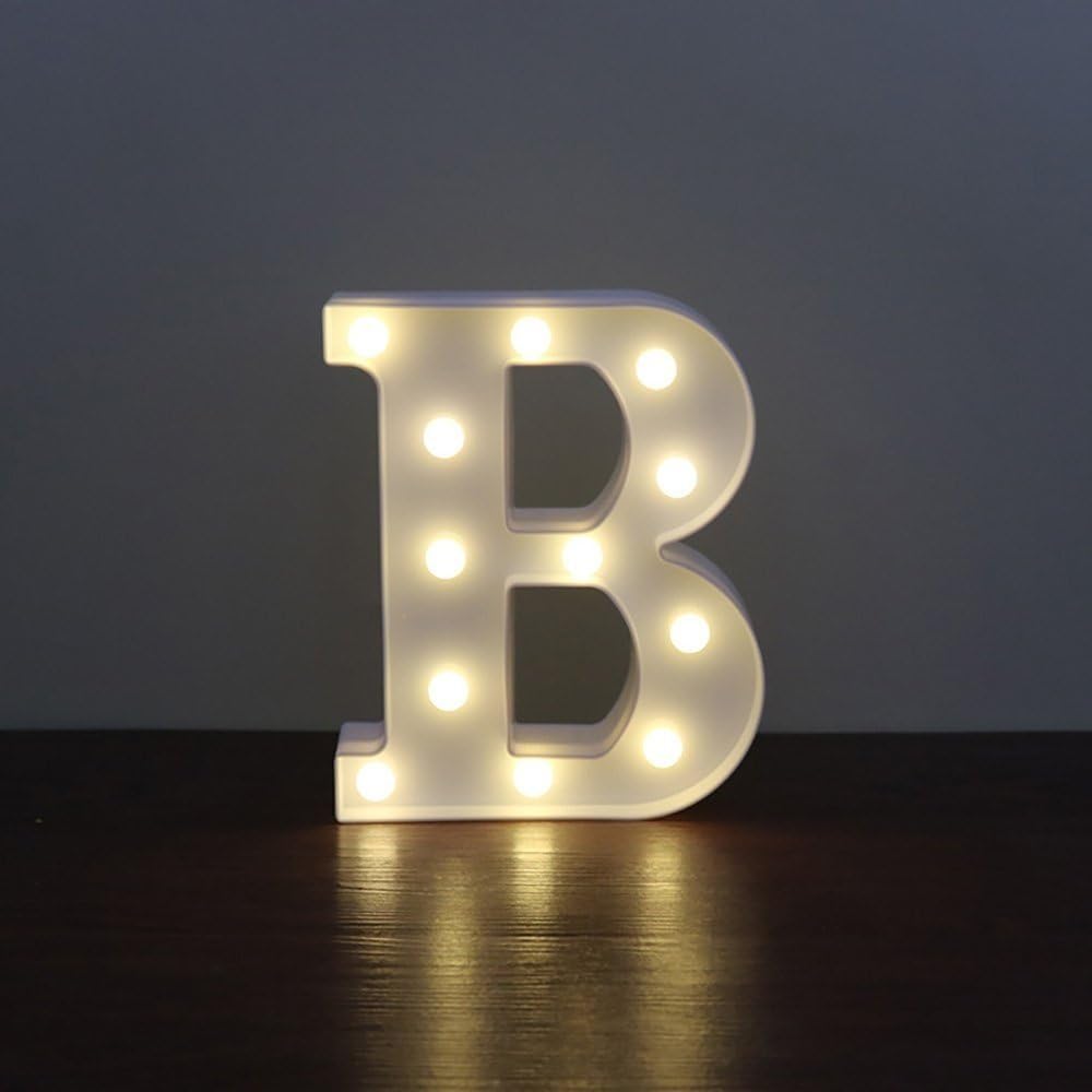CSKB LED Marquee Letter Lights 26 Alphabet Light Up Marquee Letters Sign for Wedding Birthday Party Battery Powered Christmas Night Light Lamp Home Bar Decoration B