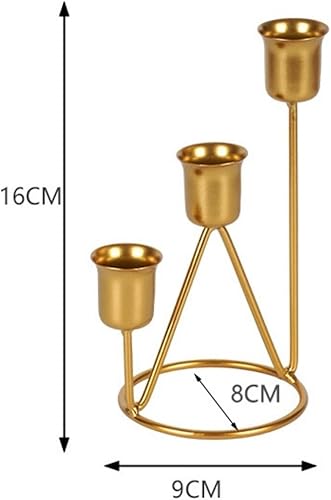 Miniatura 4 de Candelabros dorados de tres cabezas, candelabro de hierro con cara brillante para decoración del hogar, banquete, aniversario de boda, fiesta de