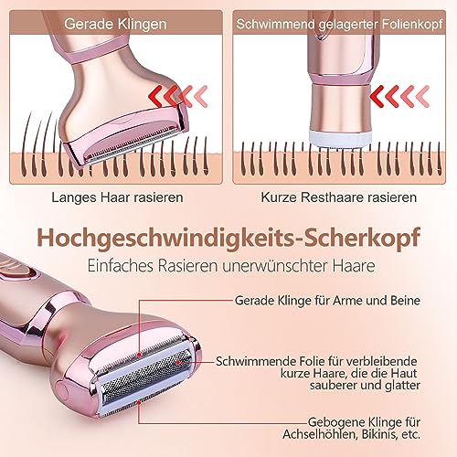Intimrasierer für Damen – Elektrischer 2-in-1 Nass- und Trockenrasierer