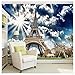 Art Murals Adesivi da parete Sole 3D moderno del cielo blu della Torre Eiffel Auto-adesivo Carta Parati Carta da Parete AdesivoVinile Pellicola-200X140cm