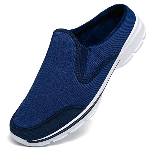 Image of INMINPIN Unisex Slippers Casual Clog House Shoes Comfort Slip-On Walking Mules with Indoor Outdoor Anti-Skid Sole for Men and Women, Blue Plush, 10 Women/8.5 Men