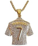 Toogod 18K Gold-plated Ronaldo-7 Soccer Jersey Number 7 Necklace | No.7 Football Star Necklace for Men Women | Soccer Player Pendant Hip Hop Necklace