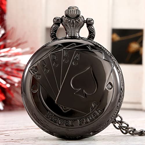 ZALTAS Flush Poker Card Quartz Pocket Watch Colar Poker Dial Pingente Fob Relógios Relógio Corrente