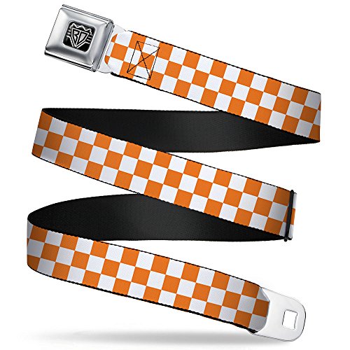 Buckle-Down Seatbelt Belt - Checker White/TN Orange - 1.5